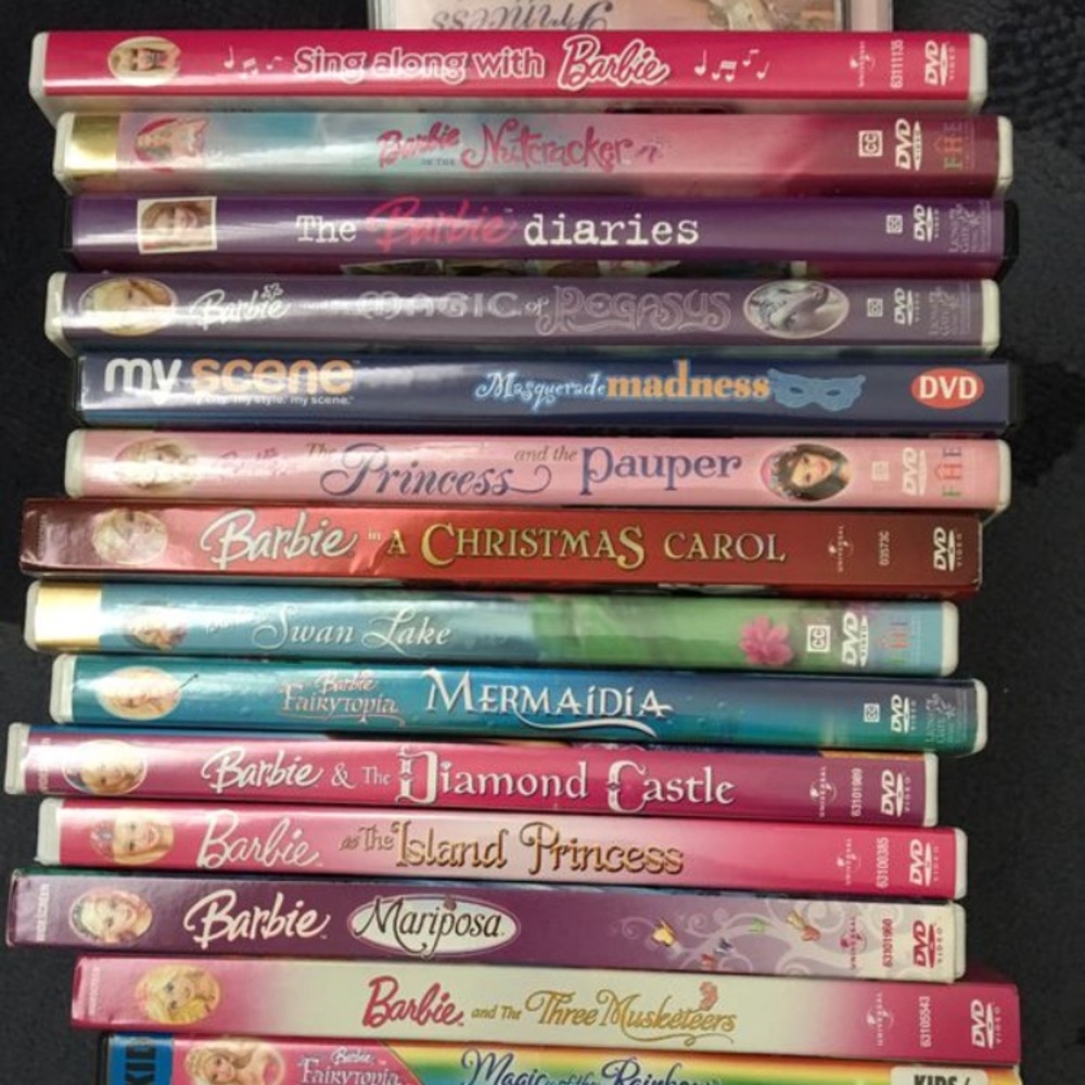 Bundle of used Barbies DVDs and CDs